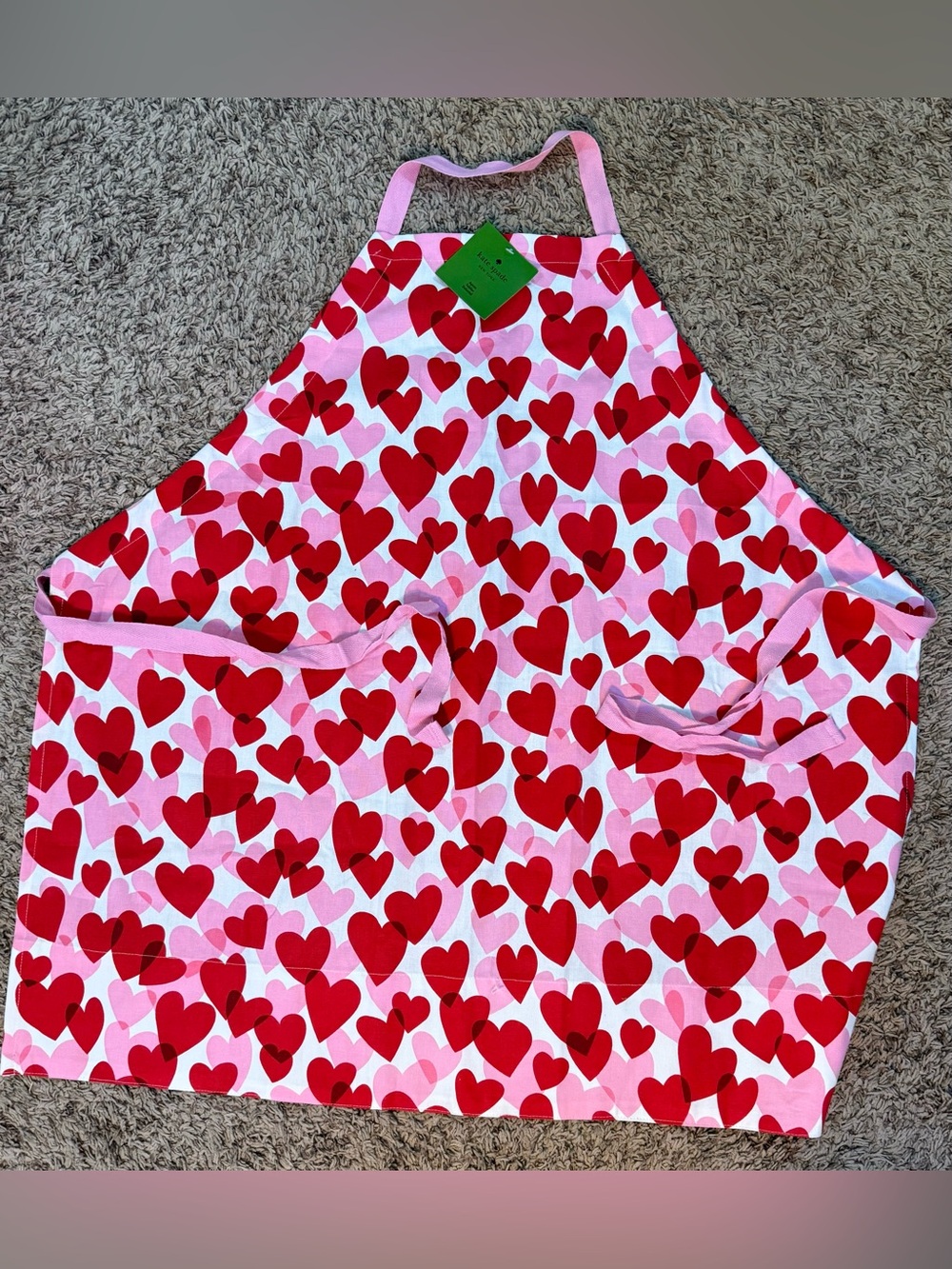 kate spade Red and Pink Heart-Print Apron (NWT) - Picture 4 of 8